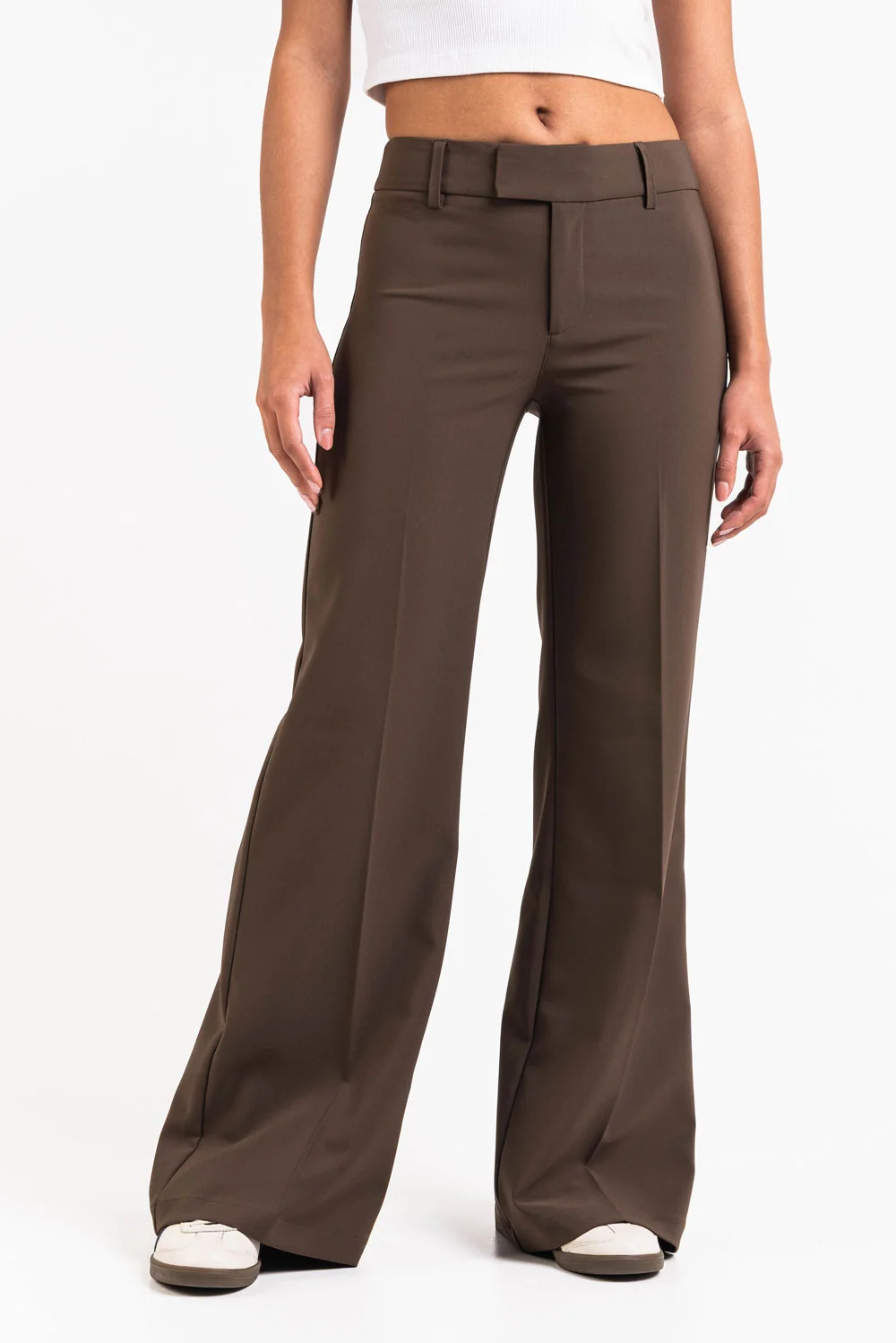 Ava 02Mid Flared Kostymbyxor - Brown - Image 4