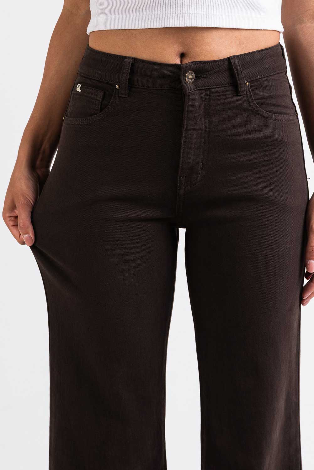 Disa 01High Raka Jeans - Dark Brown - Image 3