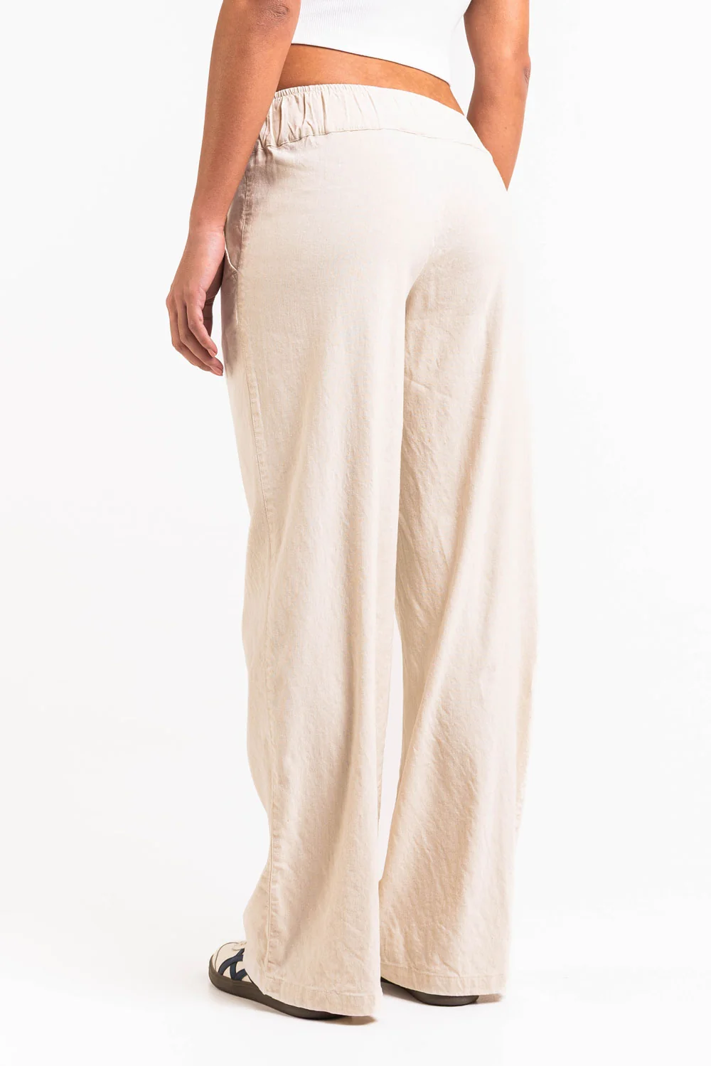 Mabel 03Low LinStretch Raka Linnebyxor - Linen Beige - Image 3