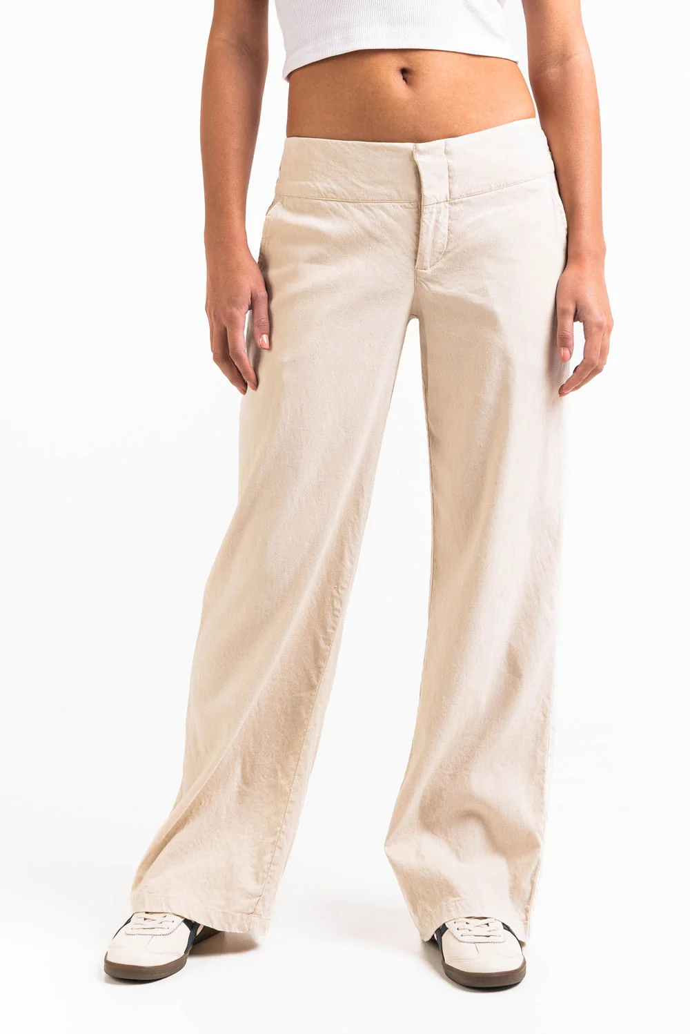 Mabel 03Low LinStretch Raka Linnebyxor - Linen Beige - Image 5