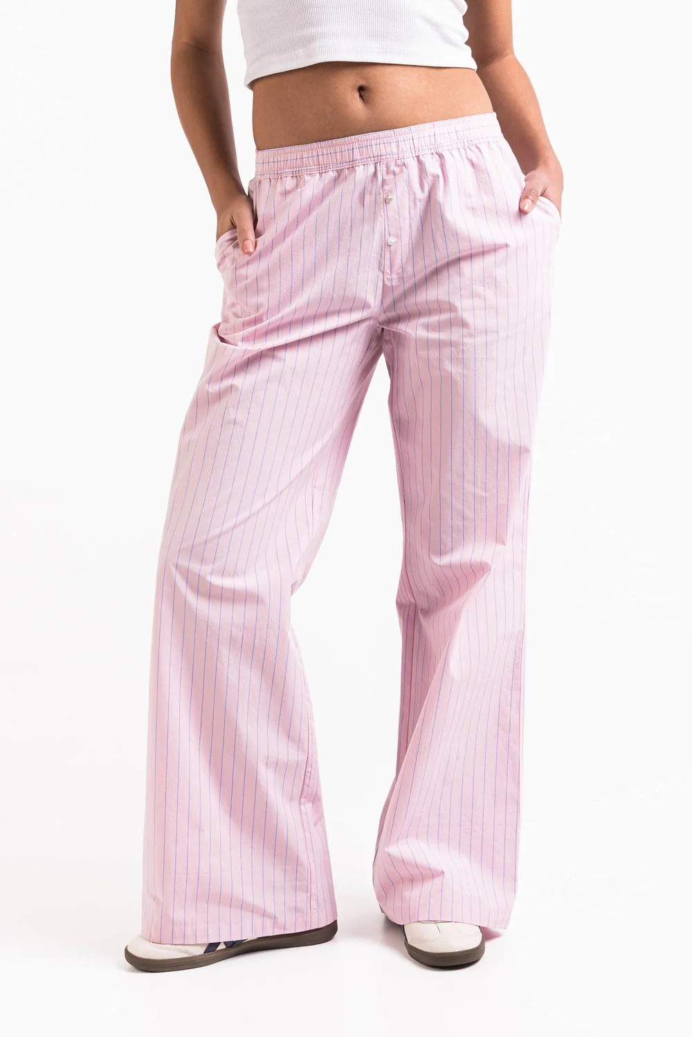 Mandy 01Mid Vida Loungebyxor - Pink Striped - Image 8