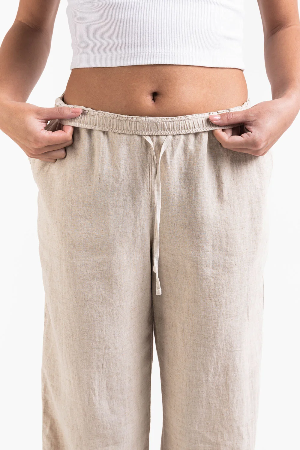 Mila 01High Raka Linnebyxor - Linen Beige - Image 5