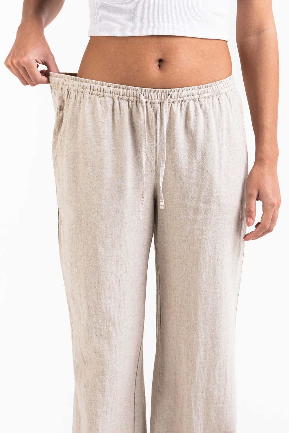 Mila 01Mid Raka Linnebyxor - Beige - Image 7