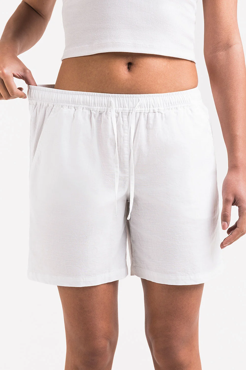 Mila 02Mid 17cm Linneshorts - White - Image 7