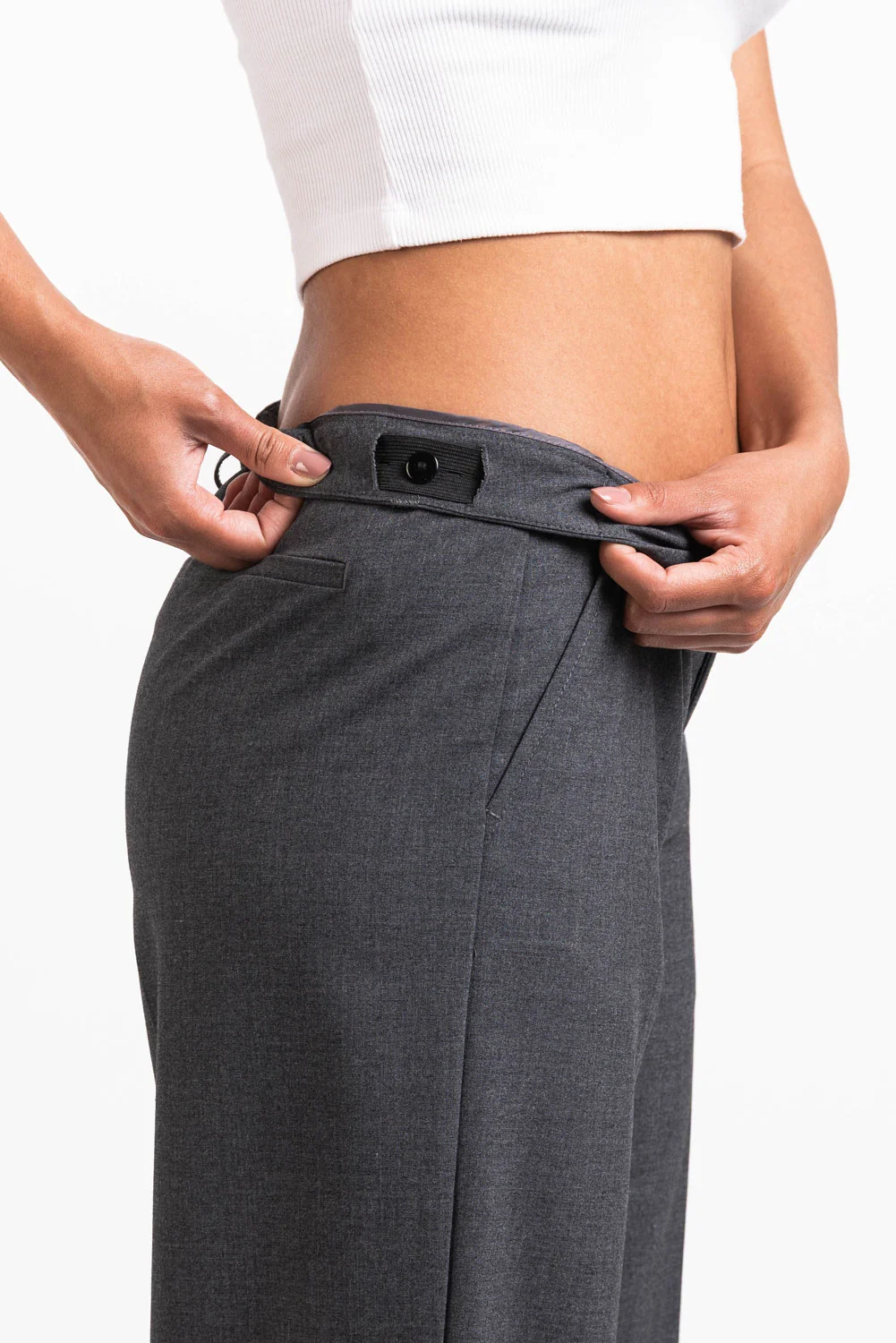 Thilde 01Low Vida Kostymbyxor - Dark Grey Melange - Image 3