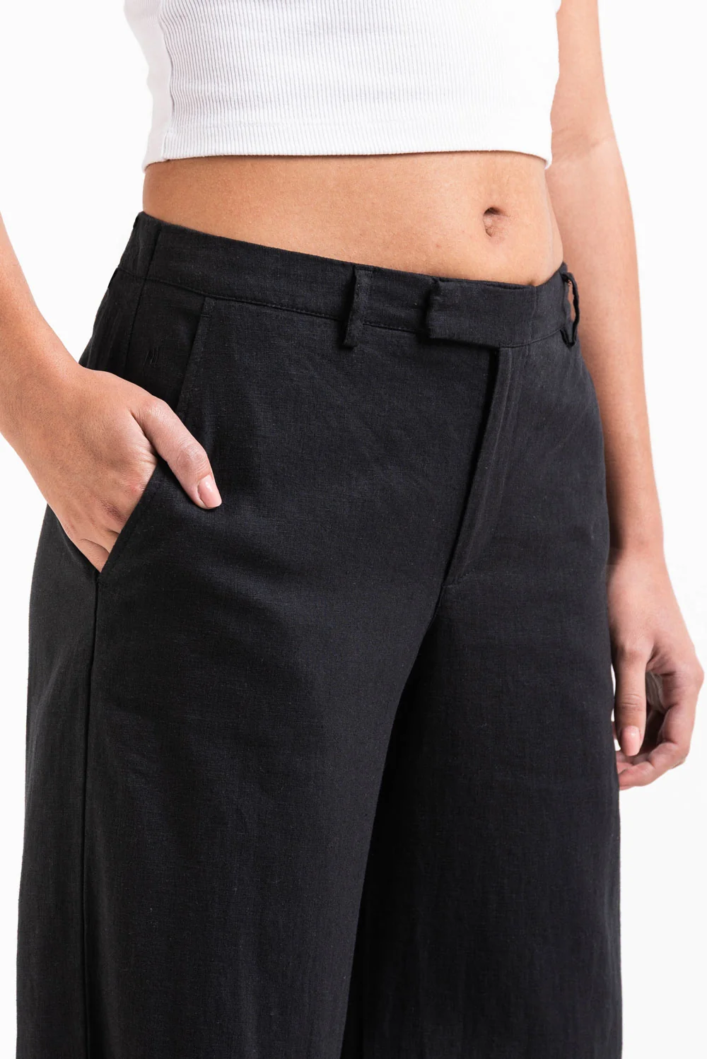 Thilde 02Mid Vida Linnebyxor - Black - Image 3